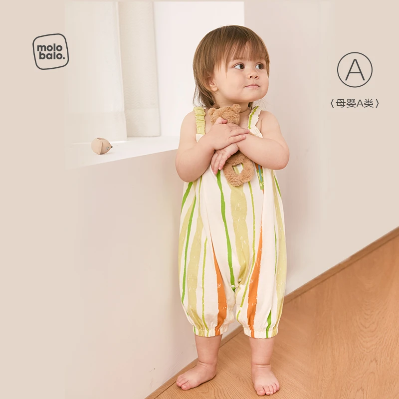 【云感棉】麦拉贝拉婴儿吊带连体衣服宝宝夏天无袖哈衣纯棉薄款
