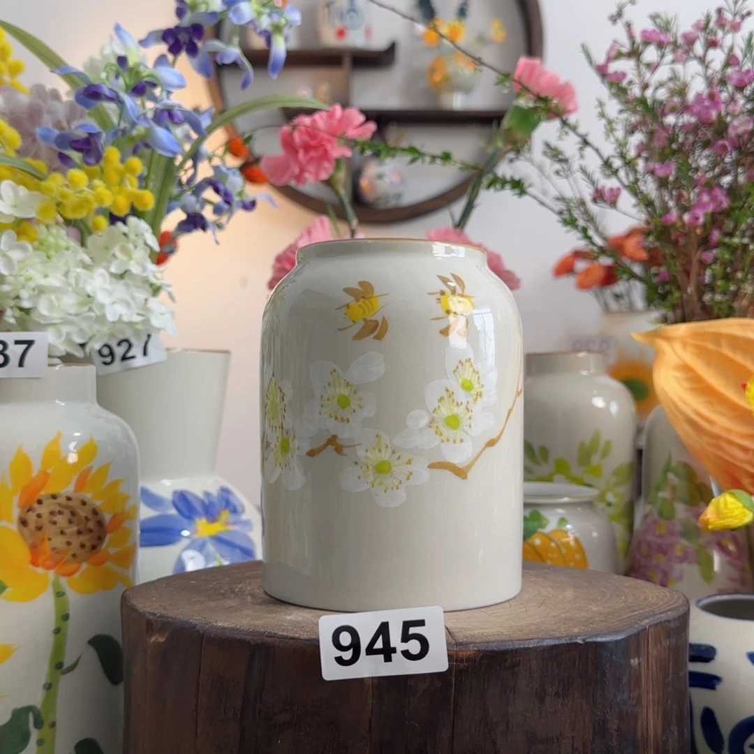 摆件景德镇陶瓷手绘小花瓶摆件无孔