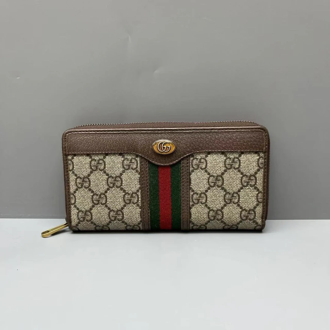 95新 GUCCI/古驰 ophidia系列长款拉链钱包 尺寸19*10 SV14931
