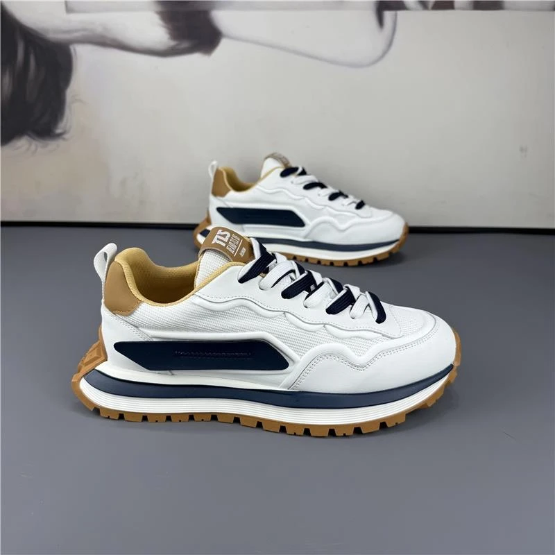 夏季网面透气舒适时尚厚底休闲鞋百搭增高老爹鞋时尚阿甘鞋潮男鞋