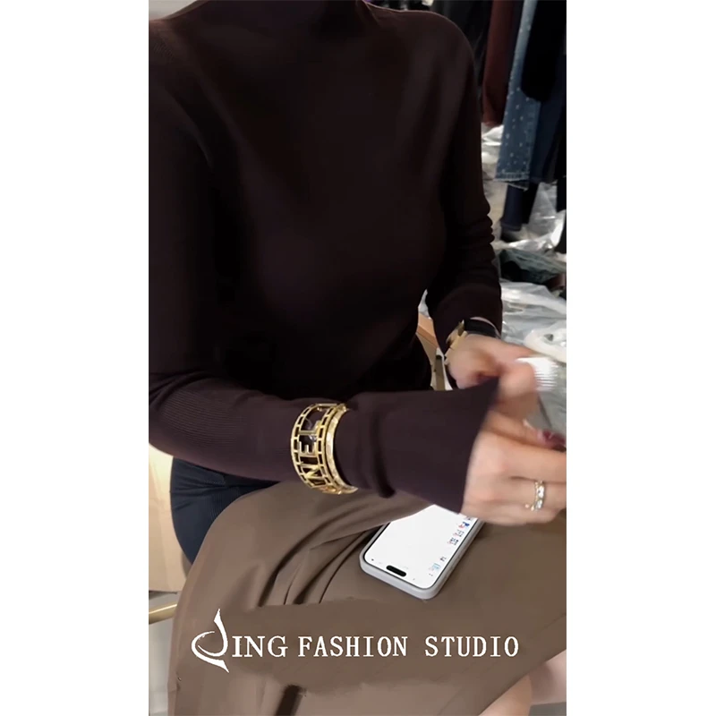 《哇塞绵羊毛打底》JING秋季新款高品质羊毛打底衫纯色女装百搭