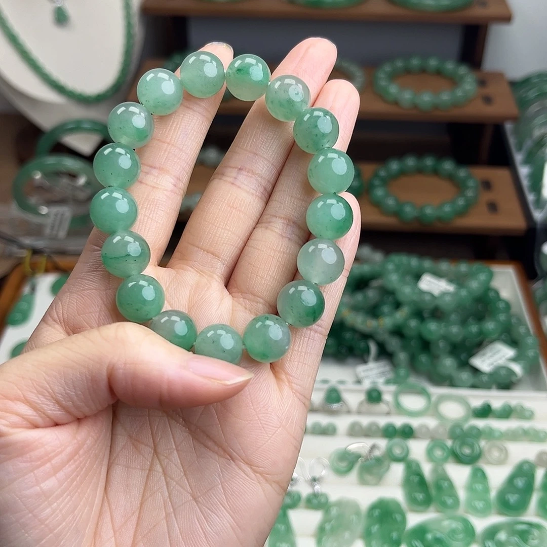 石英质玉（非洲翠）未镶嵌手串卡12