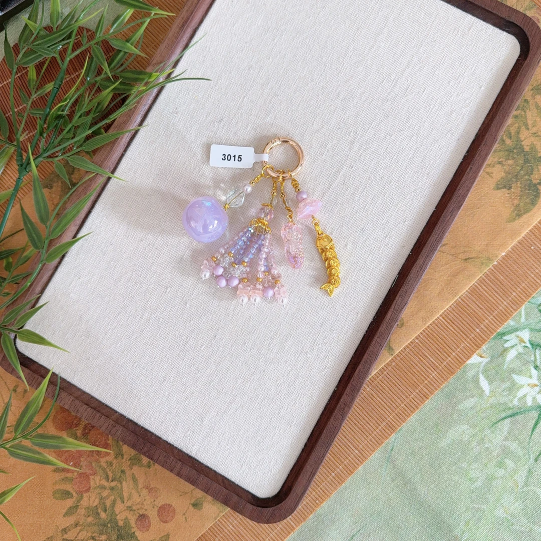 备注3015-紫色好柿花生锦鲤四挂滴溜新中式国风手机链