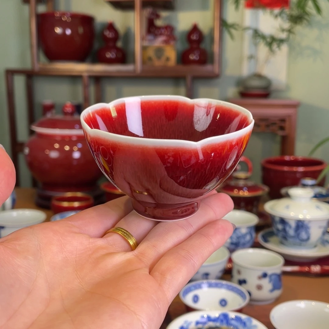 清欢雅玩原矿郎红福利鸡心杯