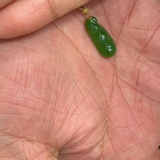 和田玉颈饰18K金镶嵌加扣高2.2