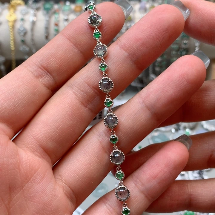 翡翠戒指18K金镶嵌手链