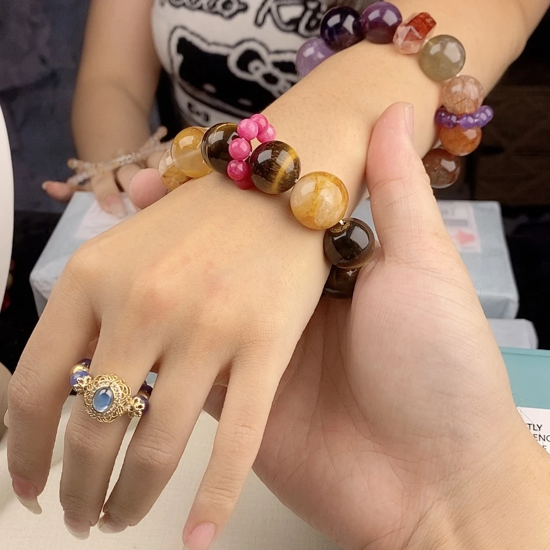 水晶银S925镀金镶嵌手链