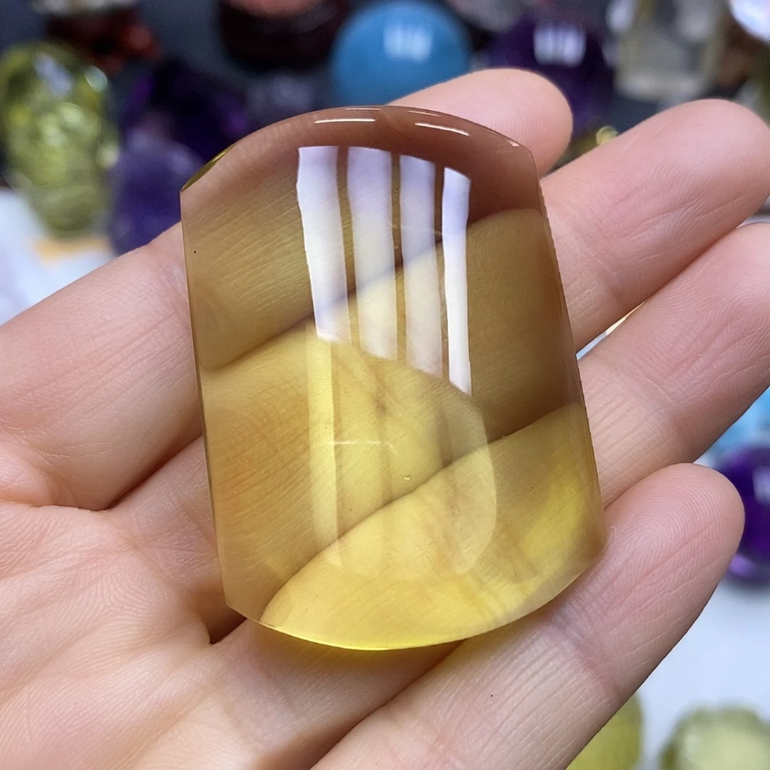 未镶嵌水晶珠宝半成品净体黄水晶无事牌吊坠