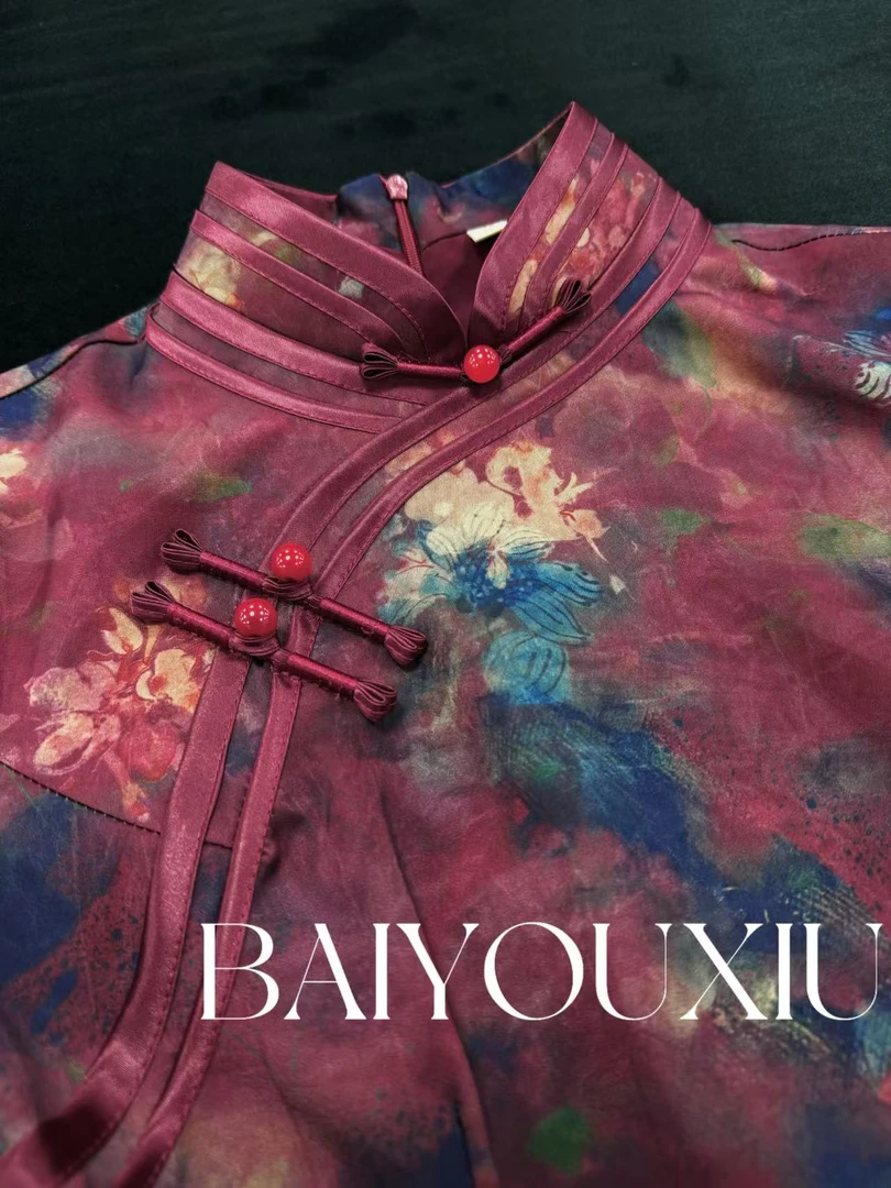 白幼秀【港款】白幼秀中式复古气质中长款旗袍3524