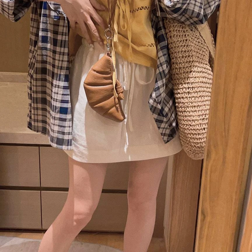 Yukiss直播【亚麻小白裙 好搭配/松紧腰短裙】亚麻小白裙A5436