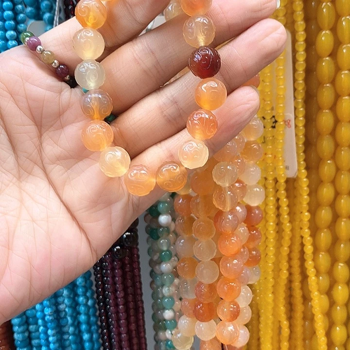 玛瑙/玉髓手串足金镶嵌