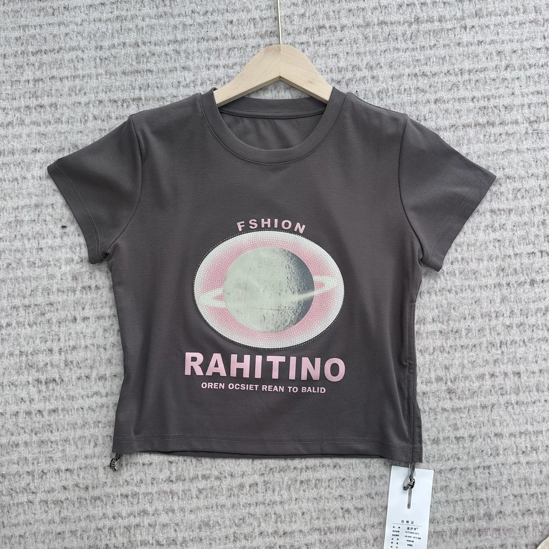 【6032】星球圆领女士夏季T恤时尚休闲百搭卡通春夏短袖