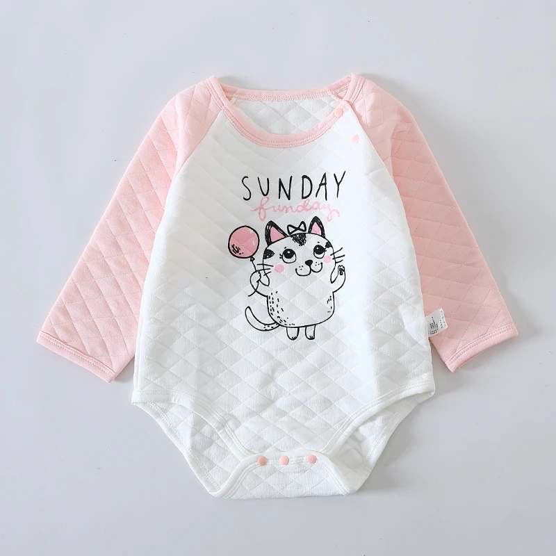 卡通保暖包屁衣长袖秋冬空气棉三角爬哈衣爬服新生儿宝宝婴儿护肚