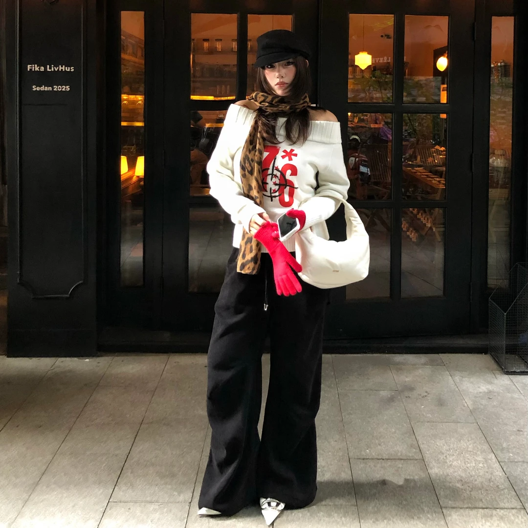 Li Napping微胖梨型美式复古灯芯绒松紧腰褶皱设计休闲百搭加绒裤