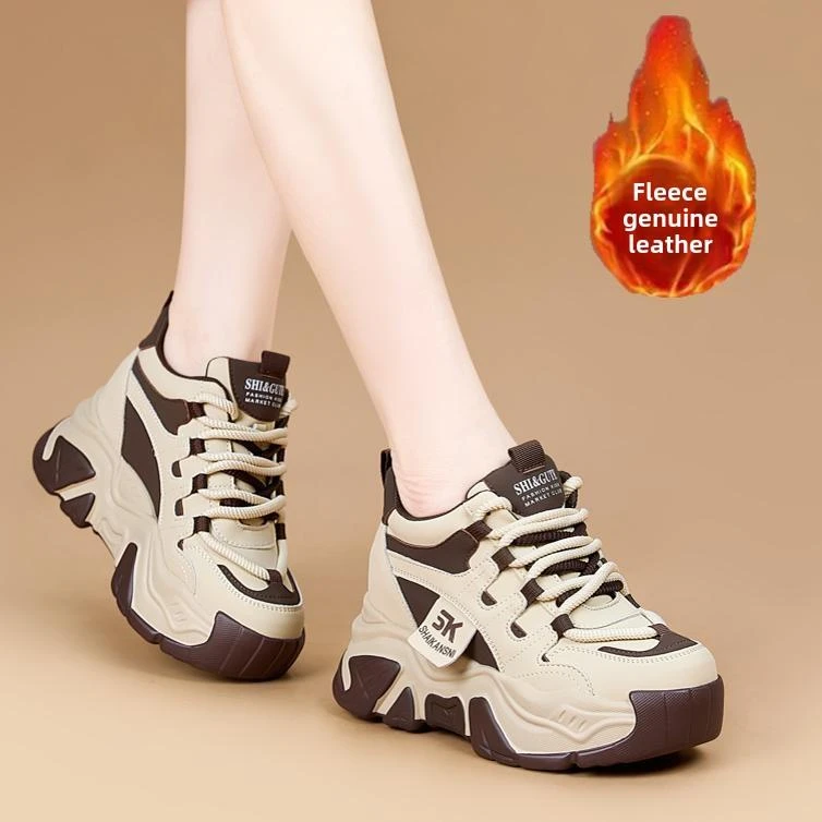 御阅小白鞋休闲运动秋季百搭韩版厚㡳时尚潮流韩版小众透气老爹鞋