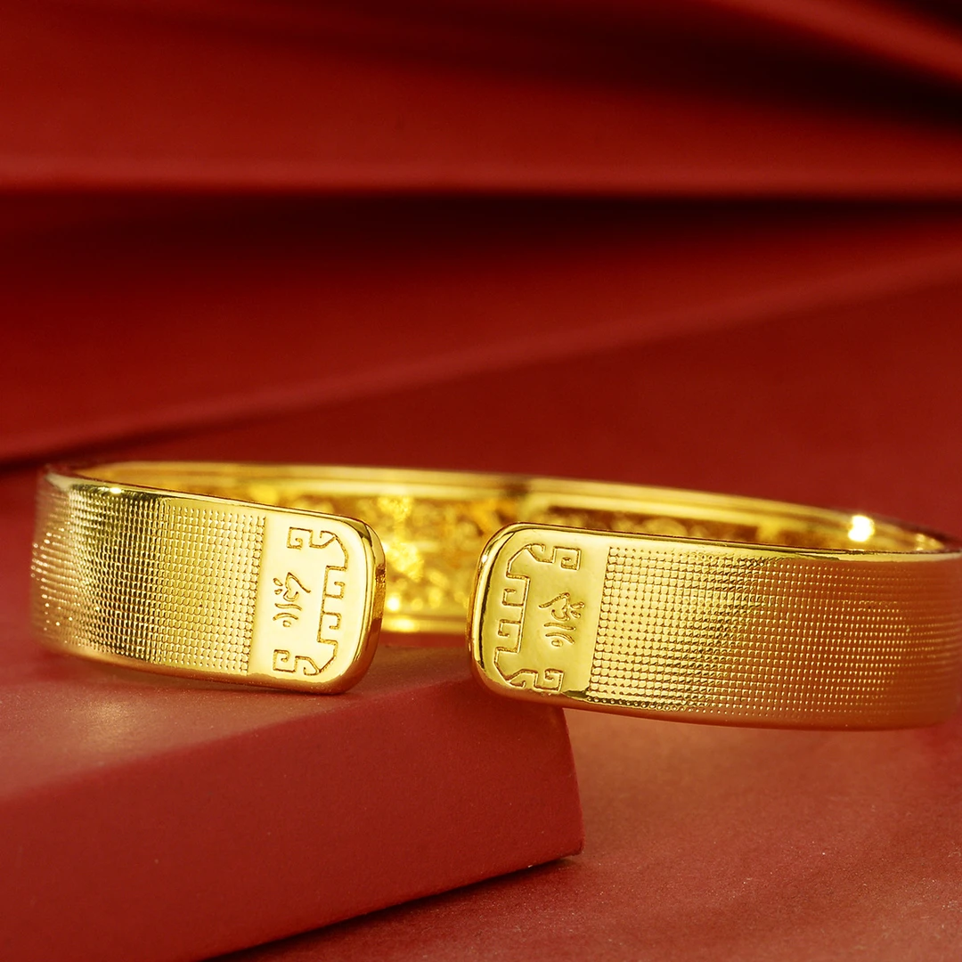 铜合金手镯 咒楞严咒手镯男女开口镯子佩戴药师佛心咒手环民族风