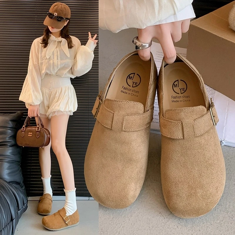 鞋子女款2025新款爆款ins百搭包头两穿厚底博肯鞋上班族博肯鞋