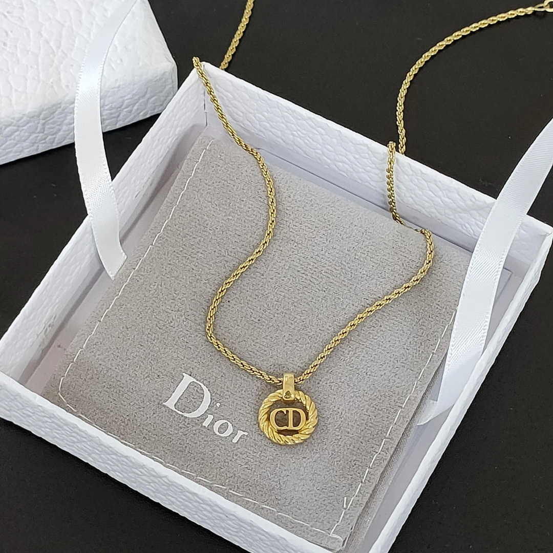 95新 DIOR/迪奥 Azul-Dior 金色CD字母麻花链项链44732