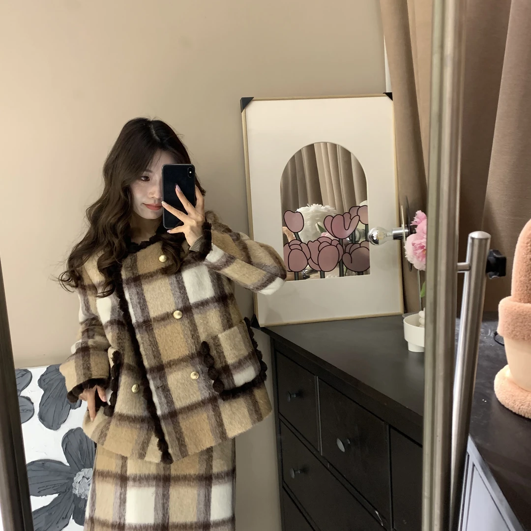 【时光信箱羽绒套装】原创设计师女装法式套装冬季保暖