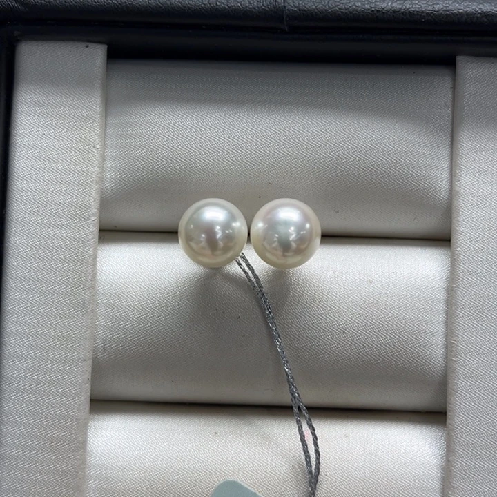 银S925镶嵌耳饰海水珍珠AK 7-8m 1号