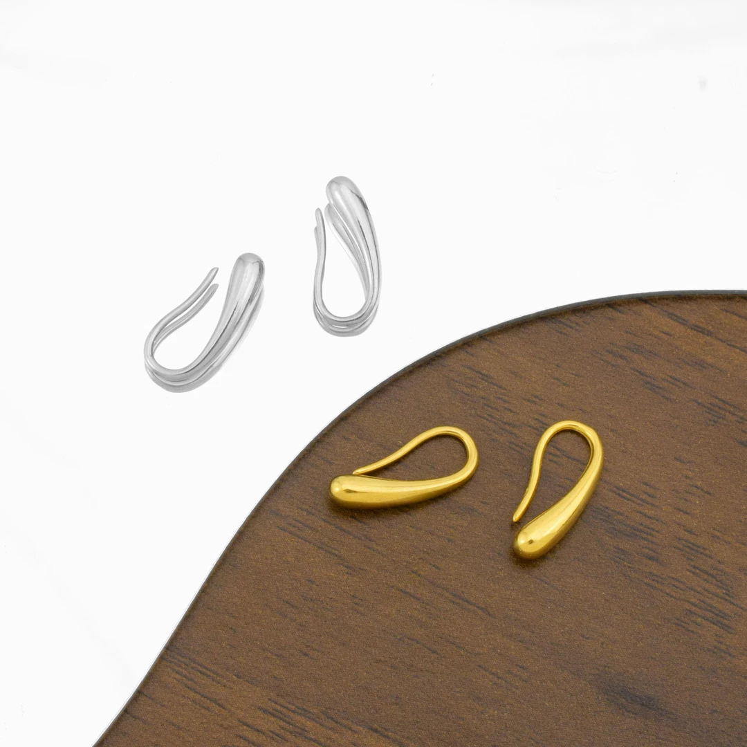 钛钢耳饰 新款法式简约不锈钢水滴型耳环高级感不规则耳环饰品