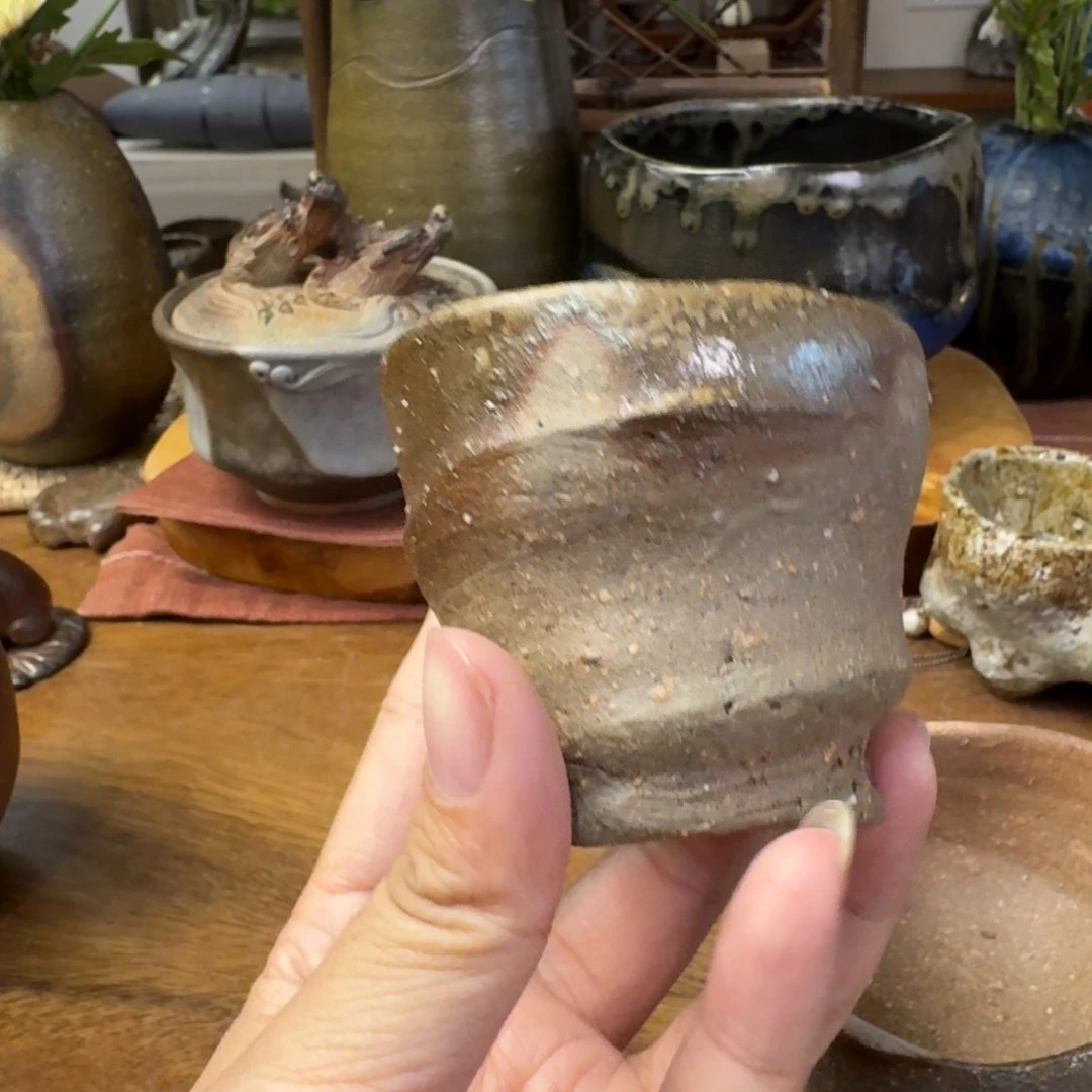 小***子末石泰节备前烧方口杯小号有钉福利一口价