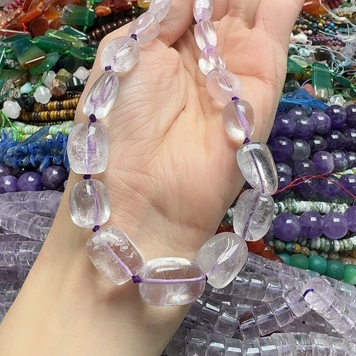 玛瑙/玉髓未镶嵌珠宝半成品一条14mm紫水晶塔链