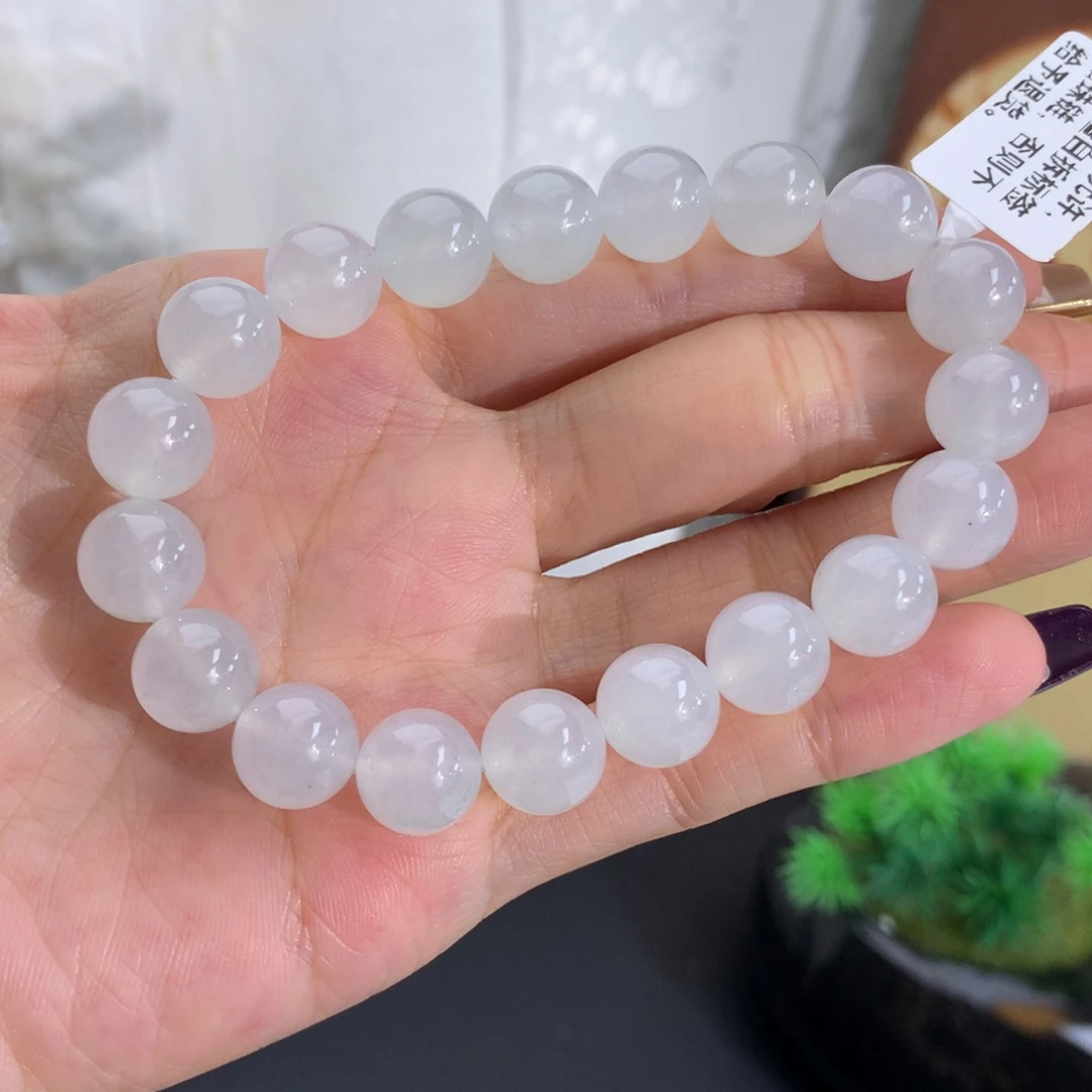 翡翠未镶嵌手串卡10冰胶白冰手串