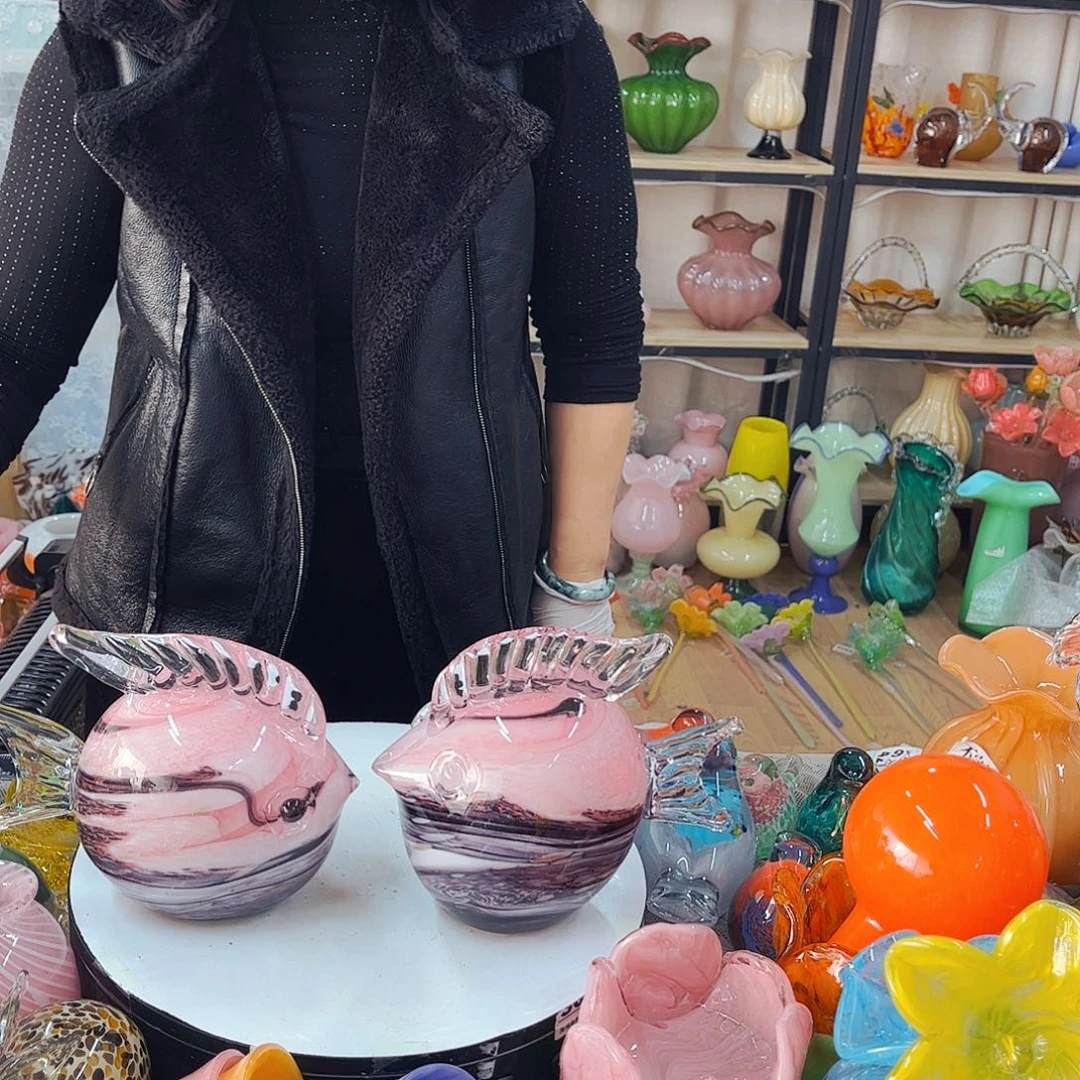 一对大鱼福利琉璃工艺品