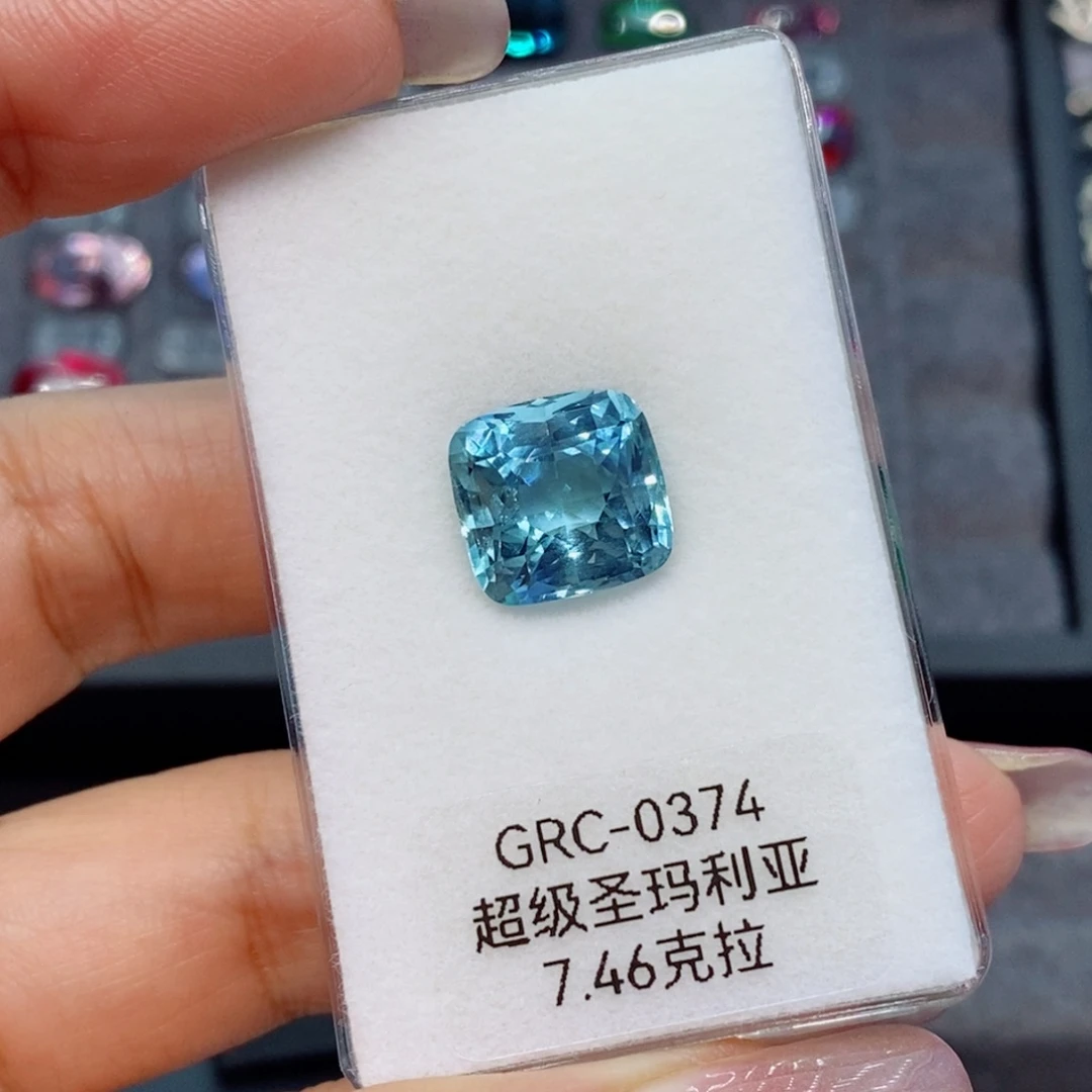 海蓝宝石裸石超圣7.46克拉大证