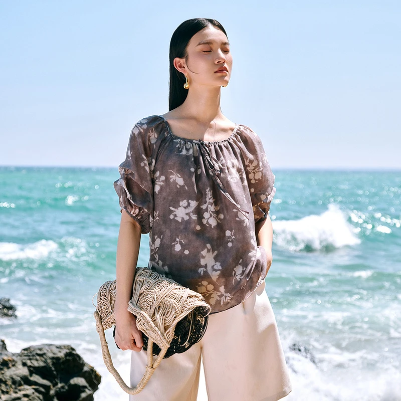 【唐长老专属】MOFAN摩凡夏新款灰色花纹衬衫MOX464981