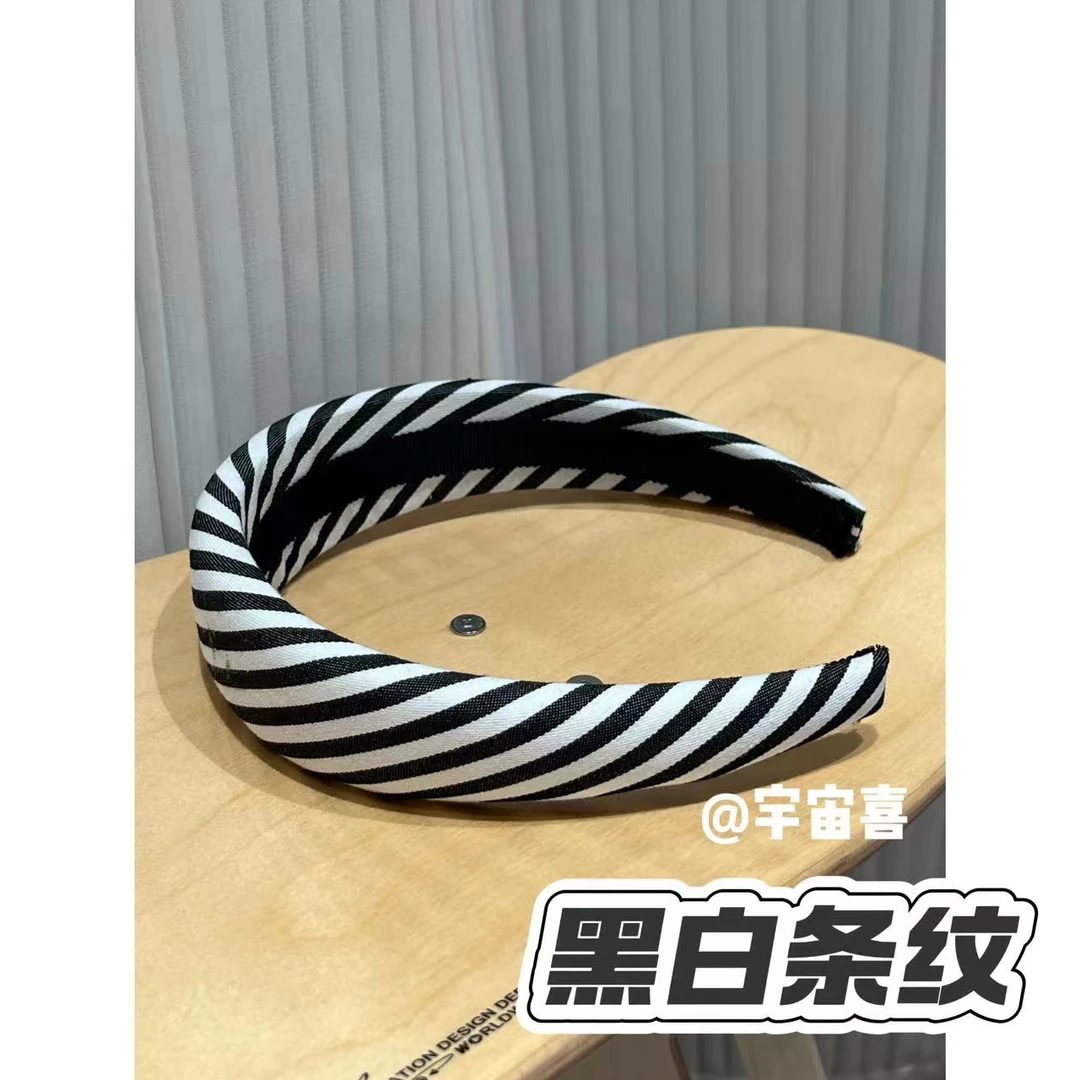 N1-160【黑白条纹发箍】运动风宽边