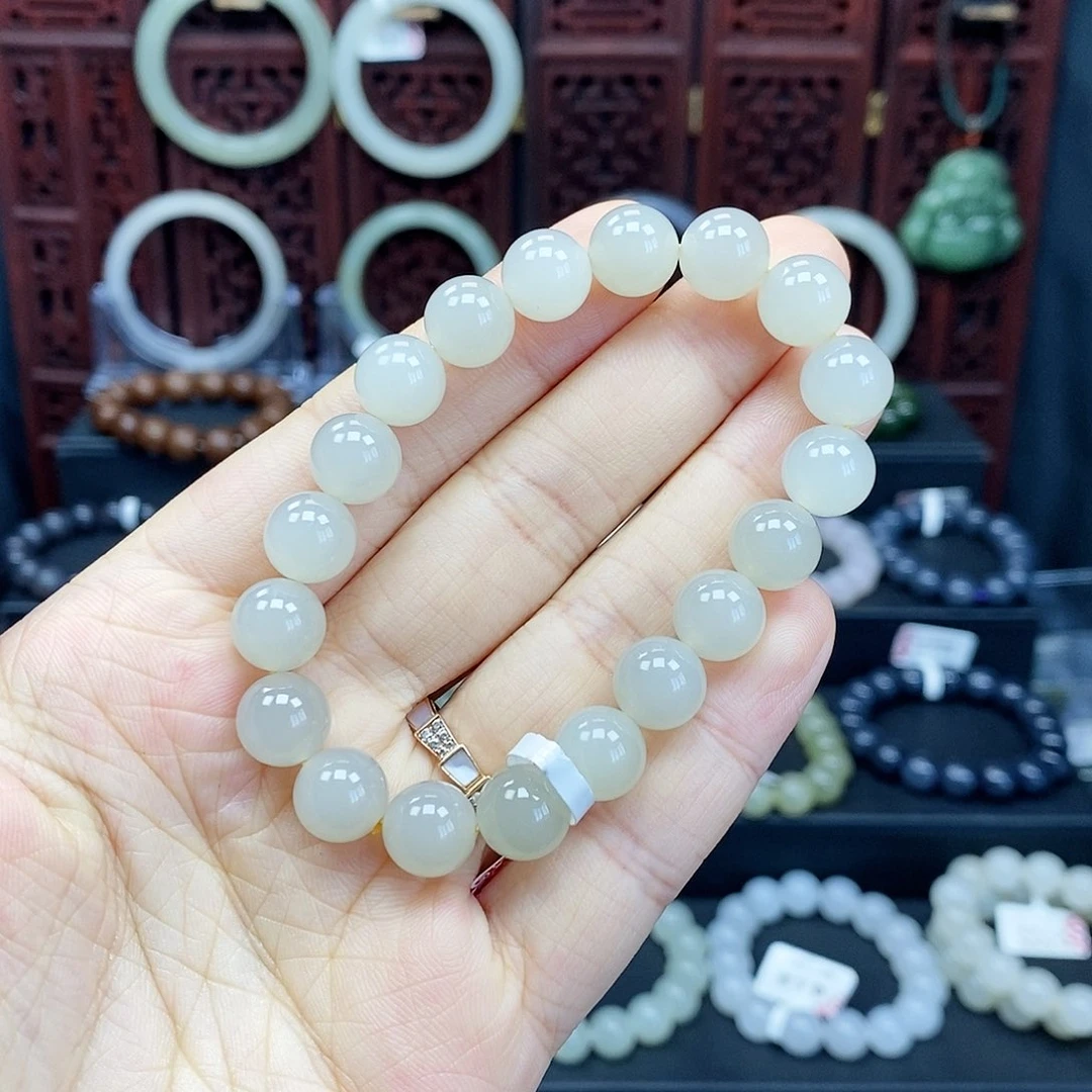 和田玉手串未镶嵌蜂蜜水10