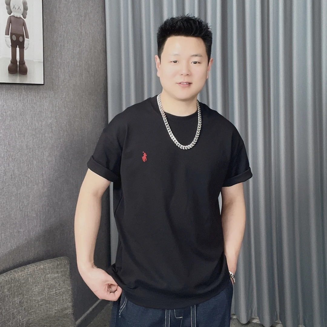 男士纯棉百搭夏简约宽松潮流休闲圆领T恤1017