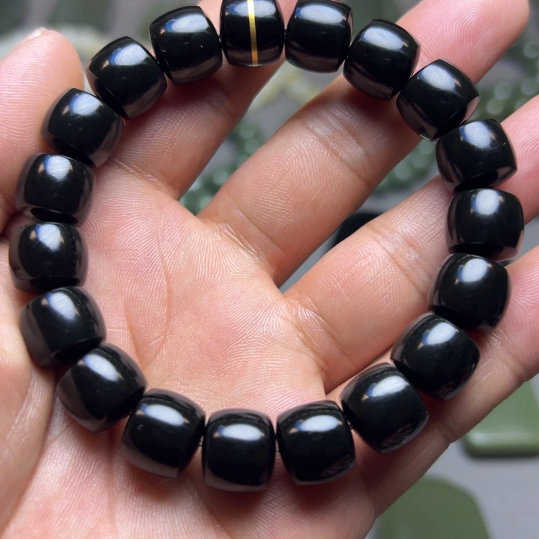 和田玉未镶嵌手链黑青河道料卡12