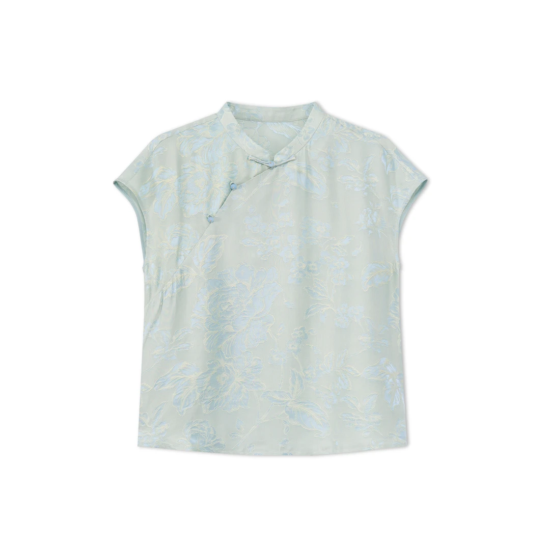 铃兰-YZQS256698新中式桑蚕丝中国风复古时尚气质百搭上衣女装