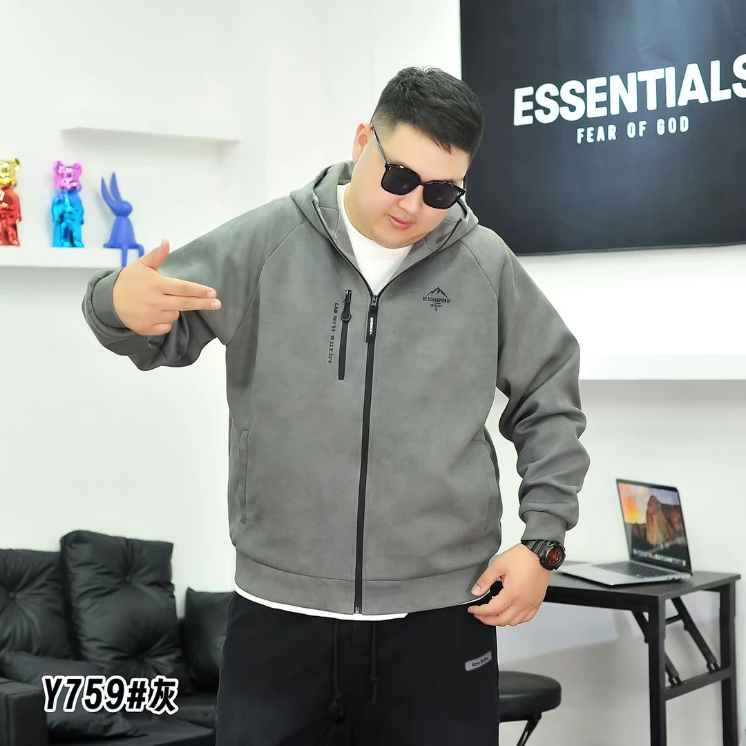 大码加肥春季拉链连帽长袖卫衣休闲上衣时尚运动潮流宽松JG759