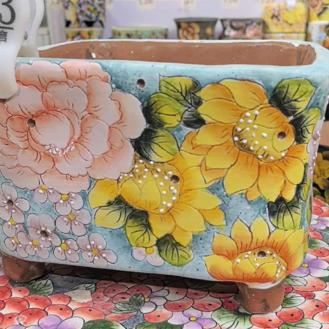 红泥花盆三*景德镇陶瓷