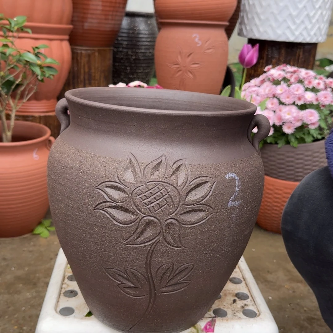 紫砂花盆口25高30宜兴紫砂