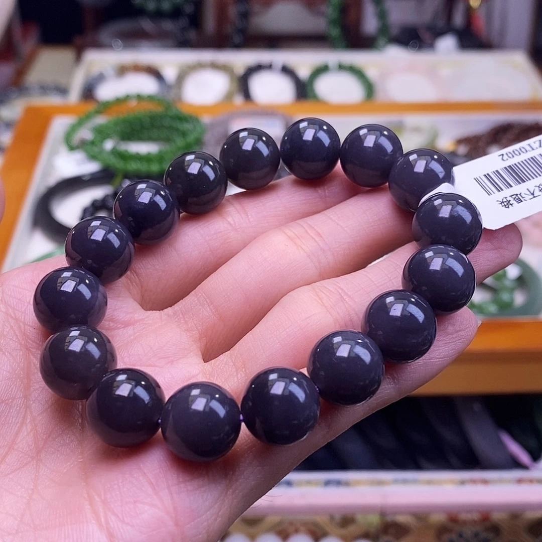 颈饰未镶嵌和田玉烟紫帝王紫手串12MM