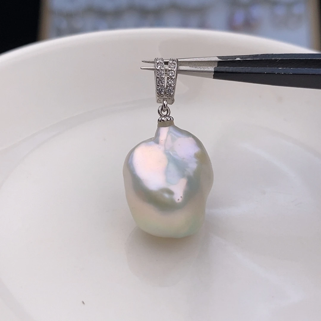 吊坠(不含链)银S925镶嵌淡水珍珠