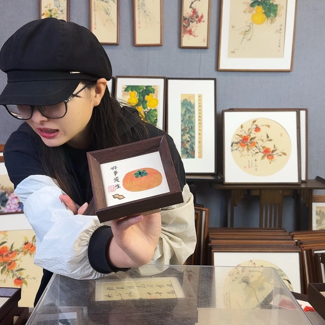 书法纯手绘，纯手写带框尺寸：12×12厘米