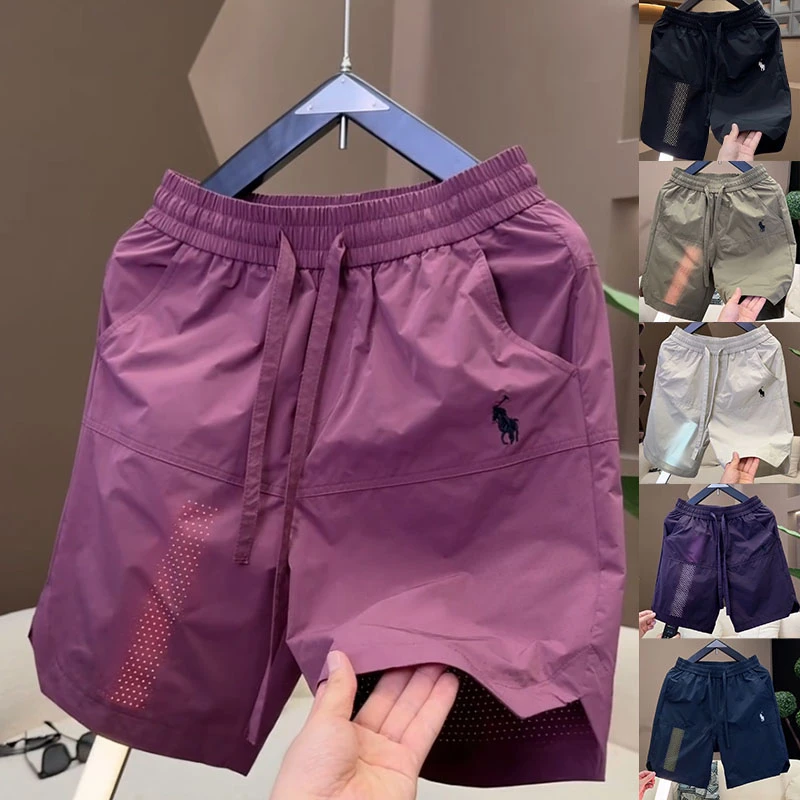 夏季新款清凉男士短裤轻薄透气宽松时尚简约速干激光打孔运动男裤