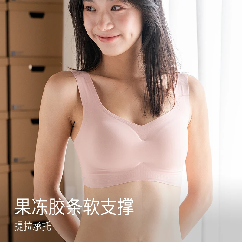 靴下物背心式果冻胶条软支撑内衣女透气无钢圈聚拢文胸薄款无痕