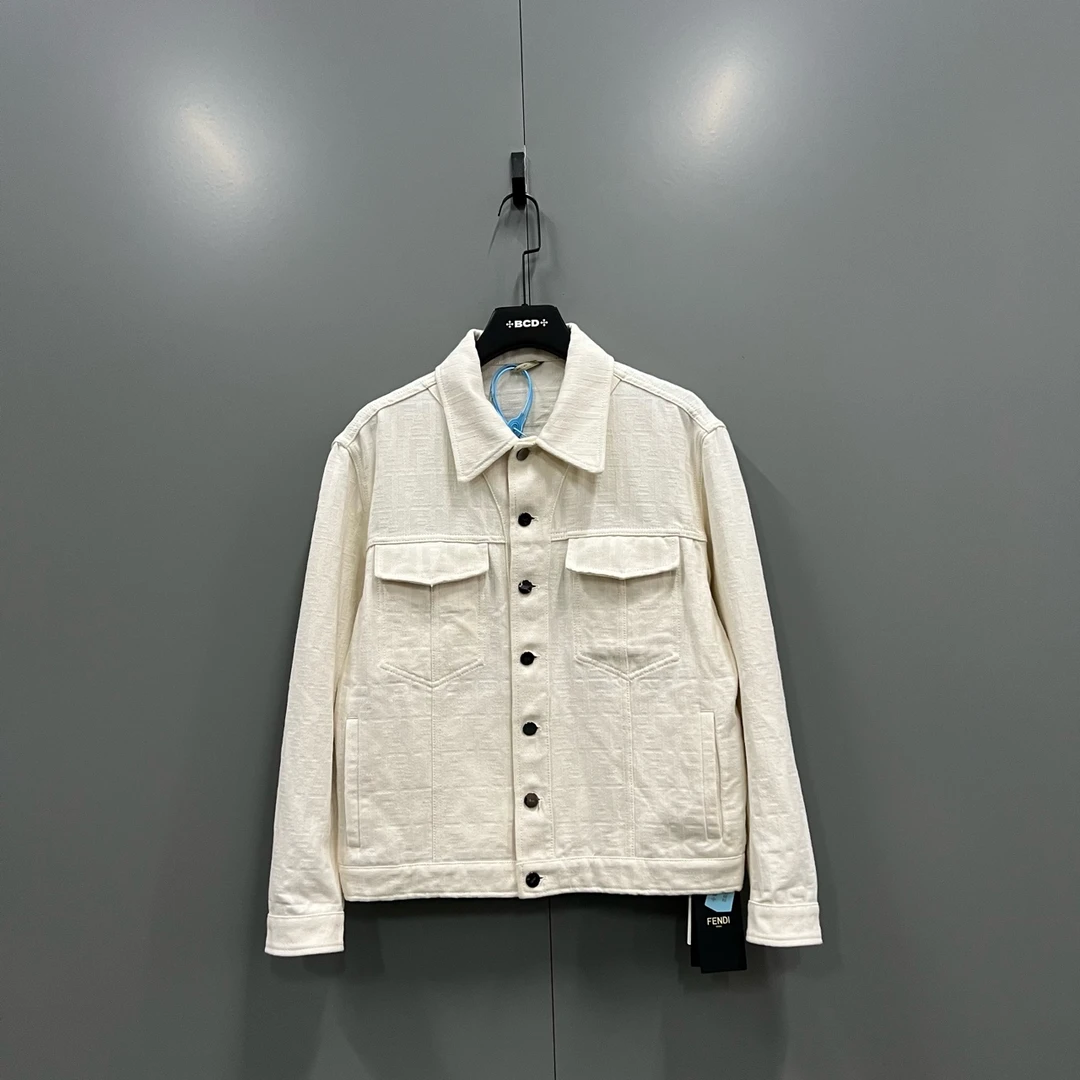 99新 FENDI/芬迪 tt2 米白色双F压纹牛仔夹克 46码/98新/207184