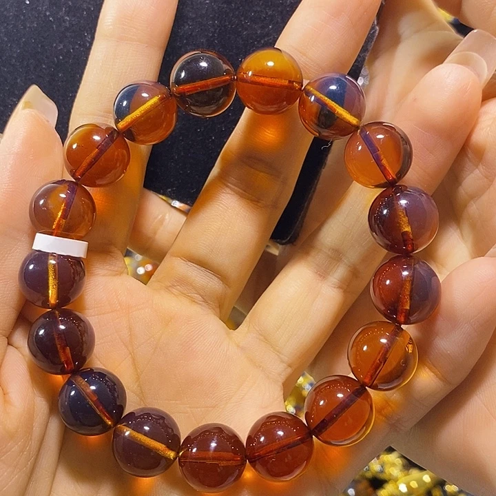 蓝珀未镶嵌珠宝奇石墨西哥红蓝手串12