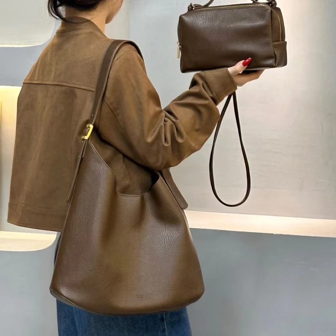 高级感大容量托特包女2025新款复古休闲大包百搭子母包休闲单肩包