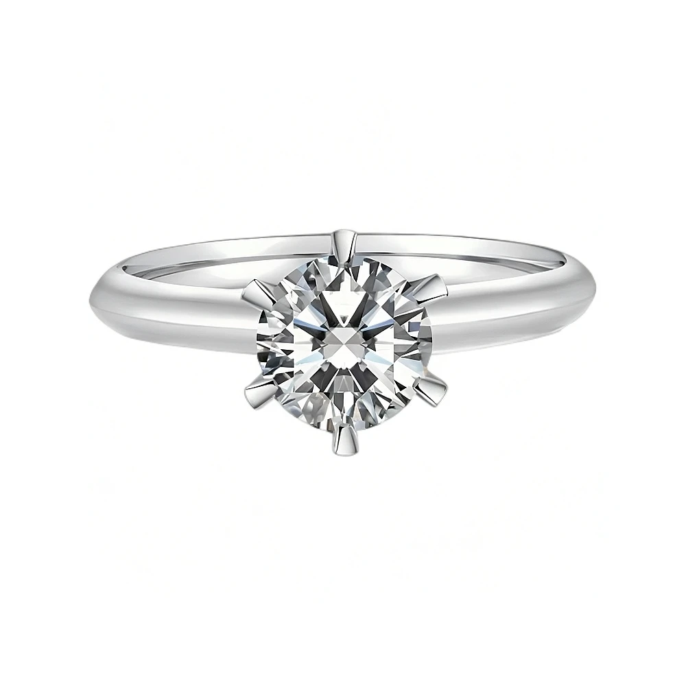 【LANSHE珠宝】经典时尚 铂金T家六爪女戒  LS808