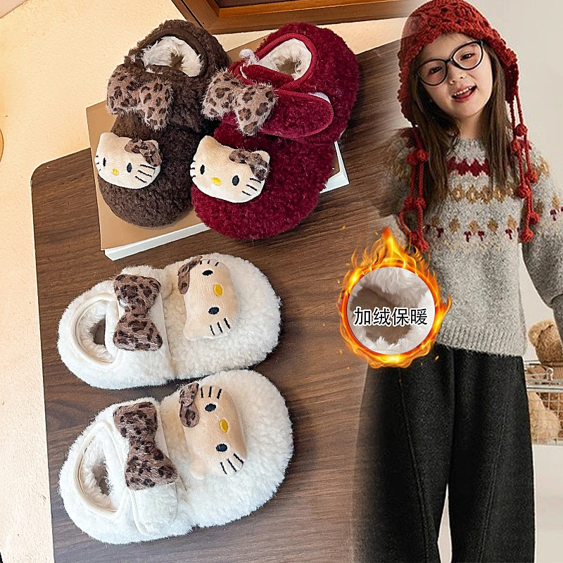 25冬季新款卡通韩版可爱猫咪毛毛鞋圆头博肯鞋女童鞋棉鞋