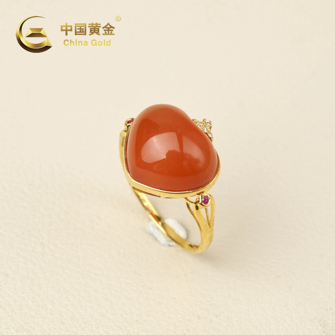 【中国黄金】令爱 | 南红*戒指*18K金镶嵌-J1895-Y